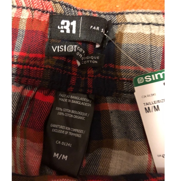 Red tartan lounge check cabin style organic cotton pants NWT - Picture 4 of 7